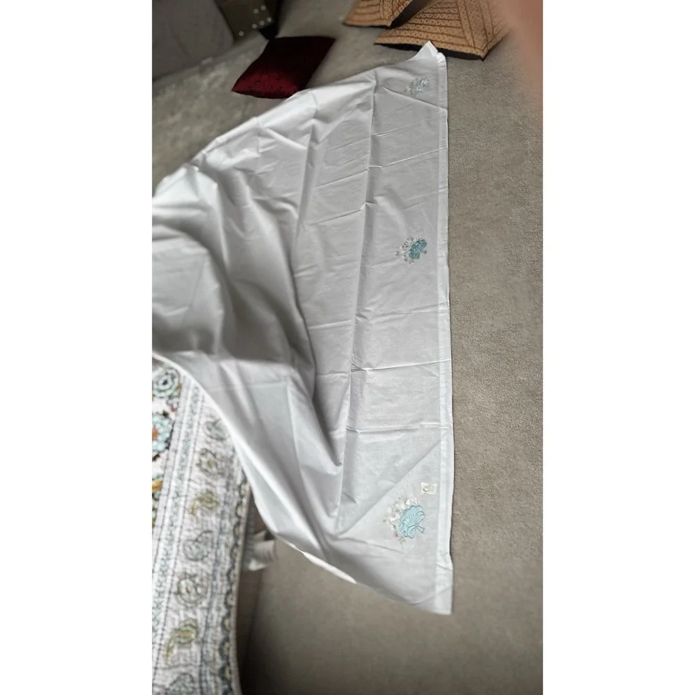 Vtg Lavorazione a Mano White Cotton Lightweight‎ Bed Sheet 106